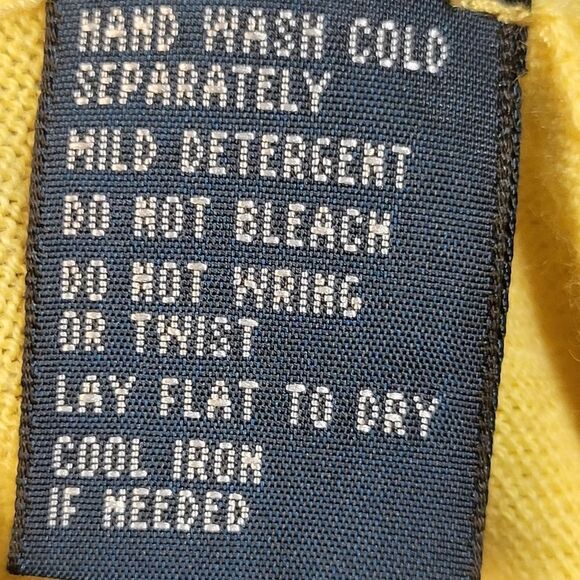 Vtg 90's Polo Ralph Lauren Men's Sweater Size M Yellow Cashmere V-Neck Pony Less - Picture 8 of 8